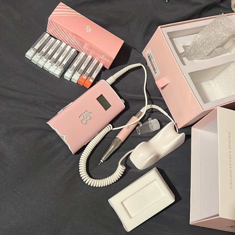 Pink Kiara Sky nail drill with drill bits